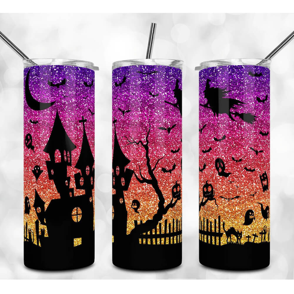 Halloween Skinny Tumbler Glitter Skinny Tumbler