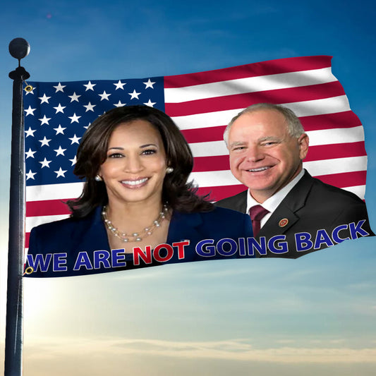 We Are Not Going Back Harris Walz 2024 Flag Harris Walz Supporters Democrat Flag Decor