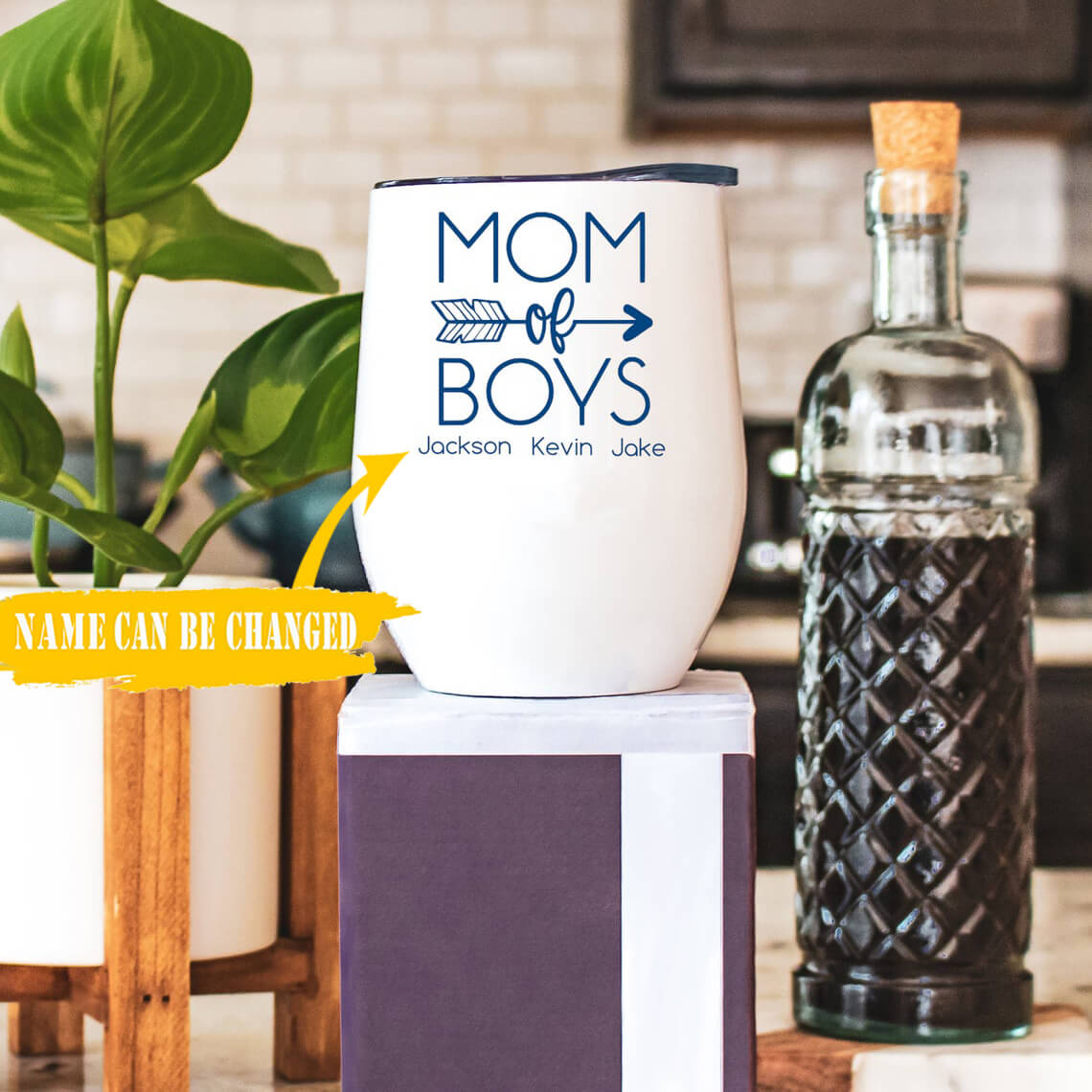 Personalized Mom Wine Tumbler Mom Of Boys