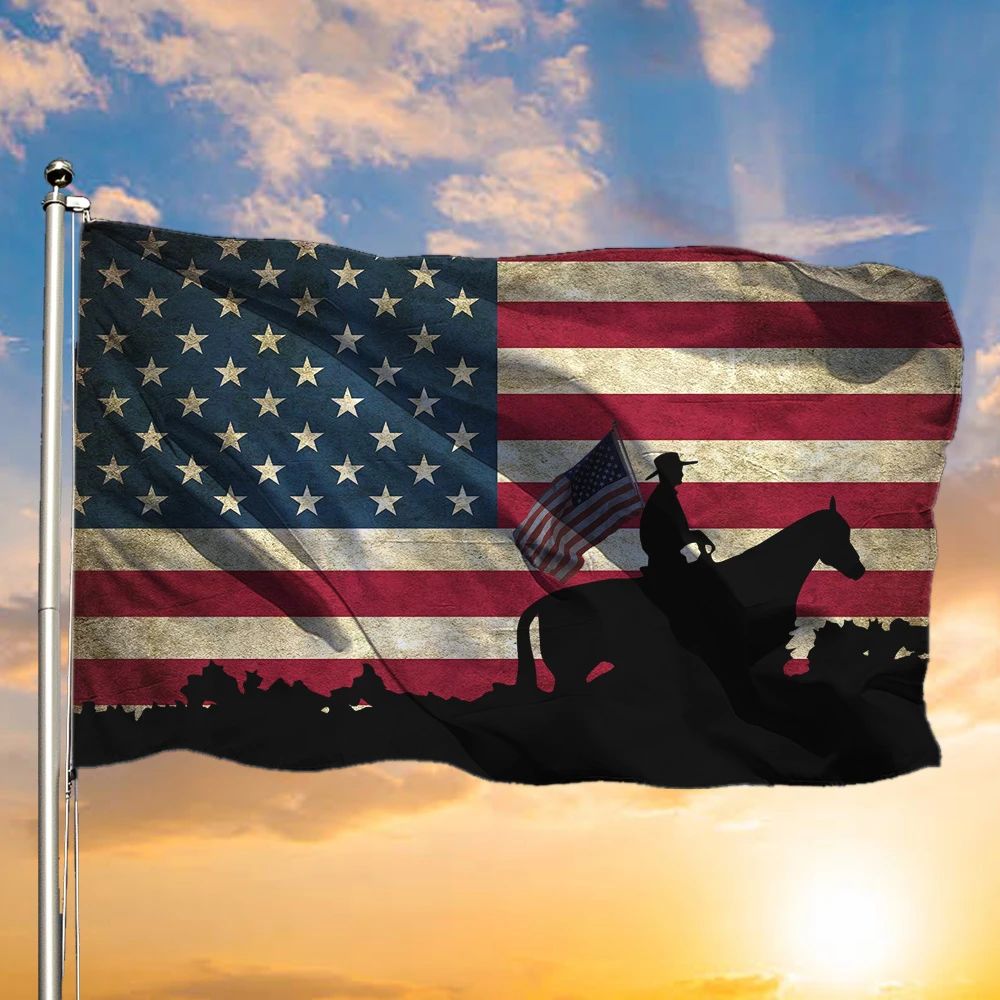 Cowboy Western Country Patriotic American Flag Happy Fourth Of July USA Independence Day Decor