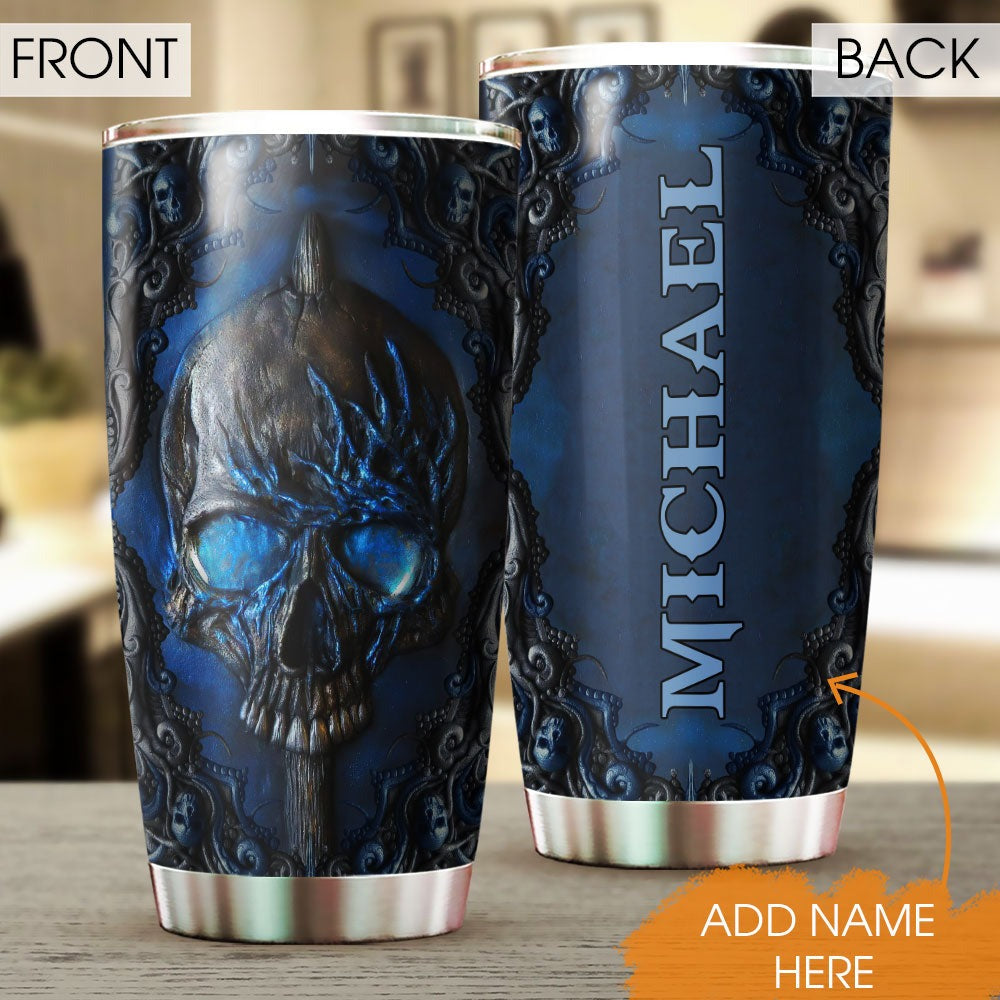 Personalized Halloween Tumbler Blue Skull Tumbler