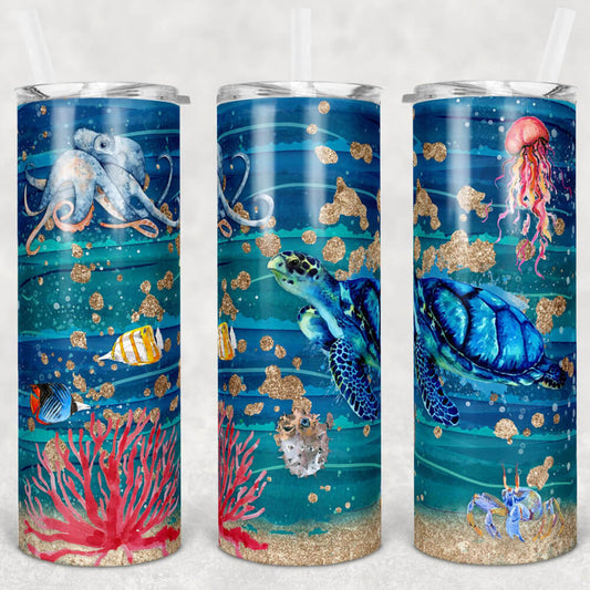 Sea Turtle Skinny Tumbler Life Under Sea