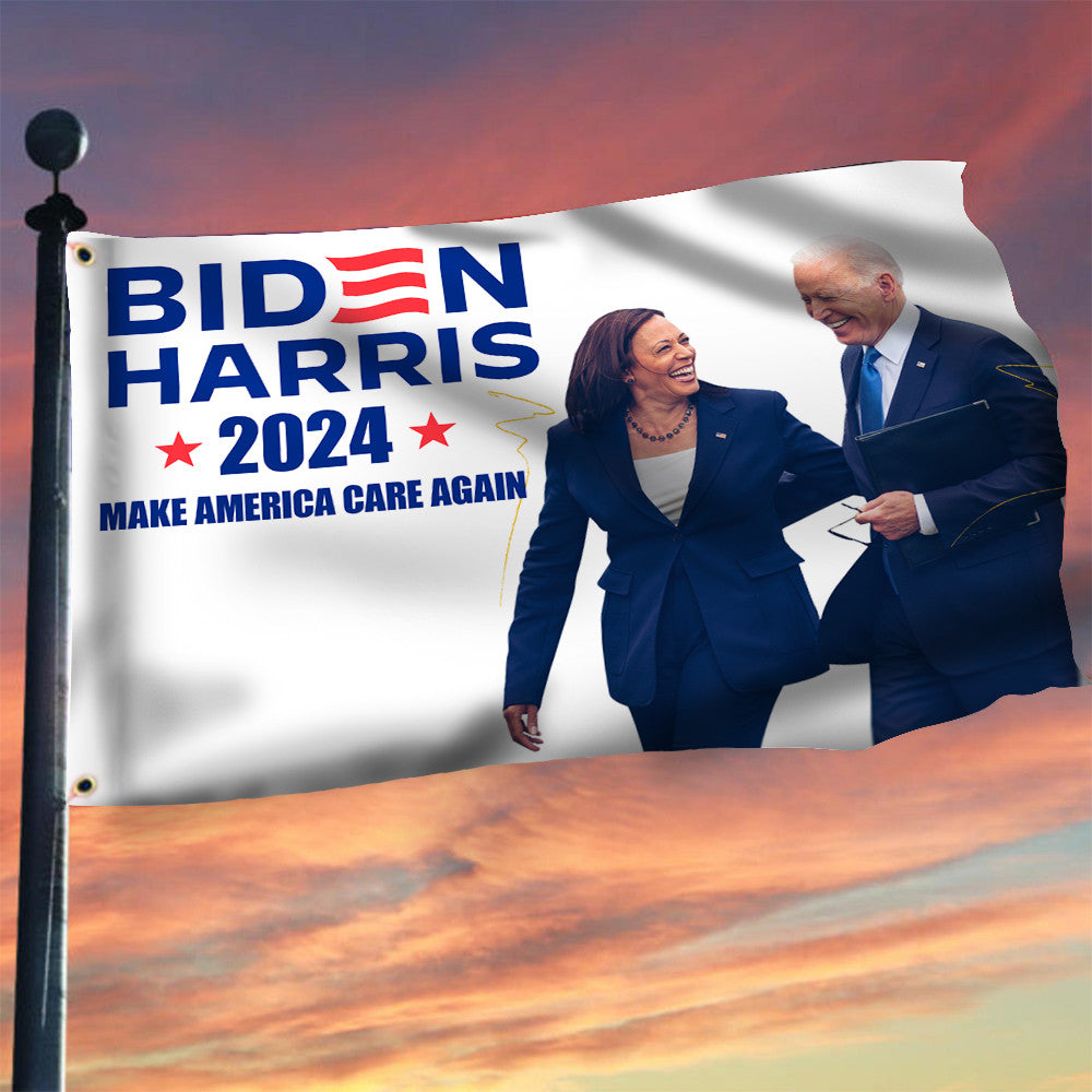 Biden Harris 2024 Flag Make America Care Again Supporters Biden Harris Campaign Merch