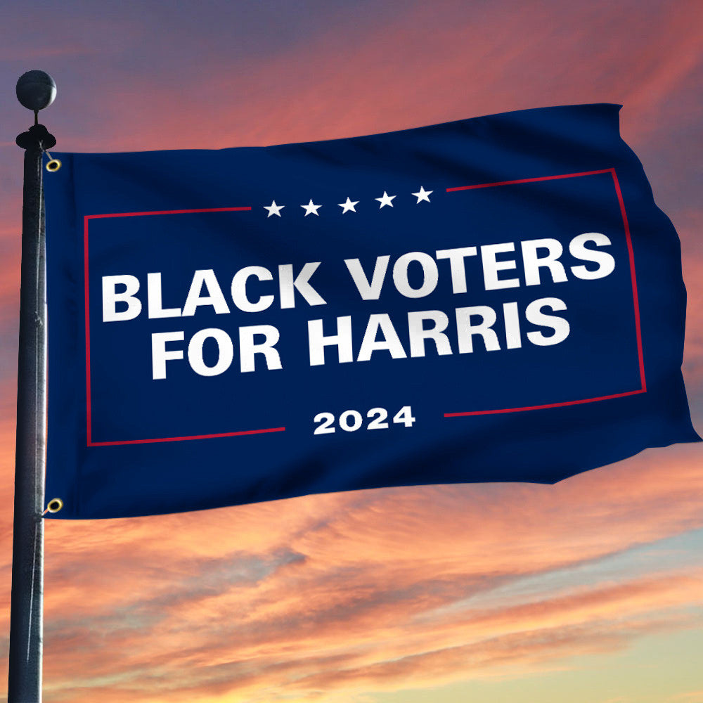 Black Voters For Harris 2024 Flag Kamala For President Flag Democrat Merch