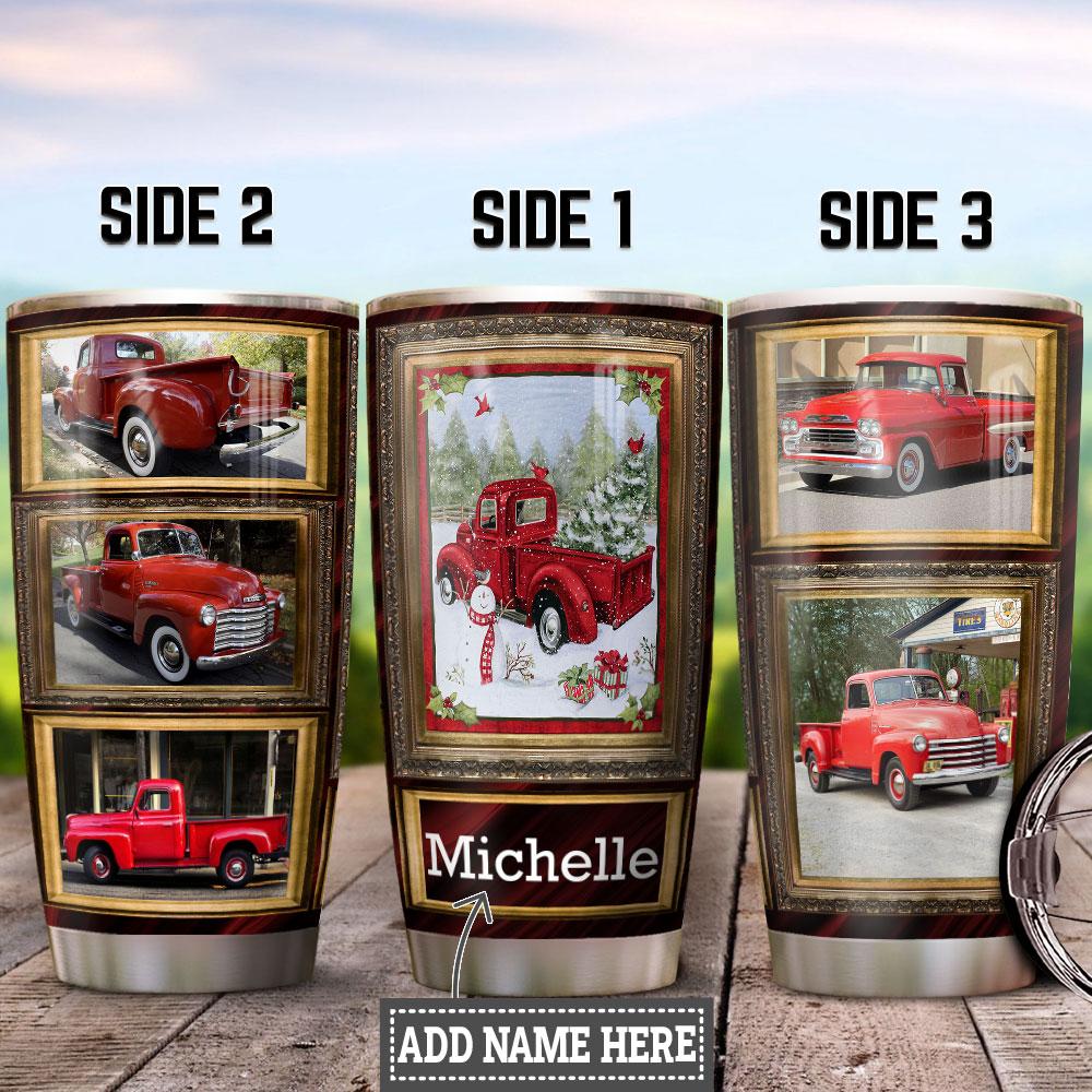 Personalized Red Christmas Truck Tumbler