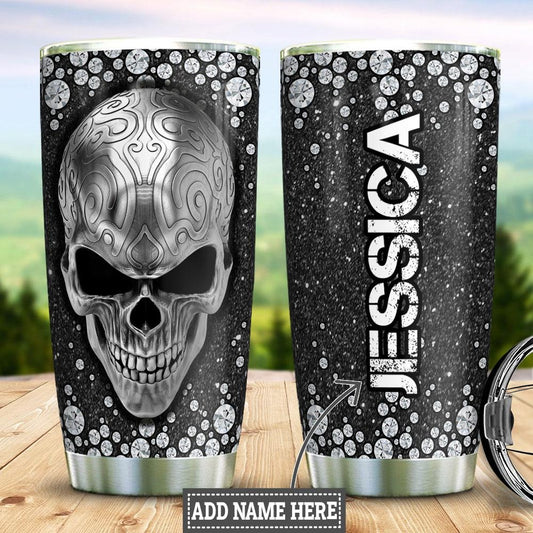 Personalized Diamond Skull Tumbler