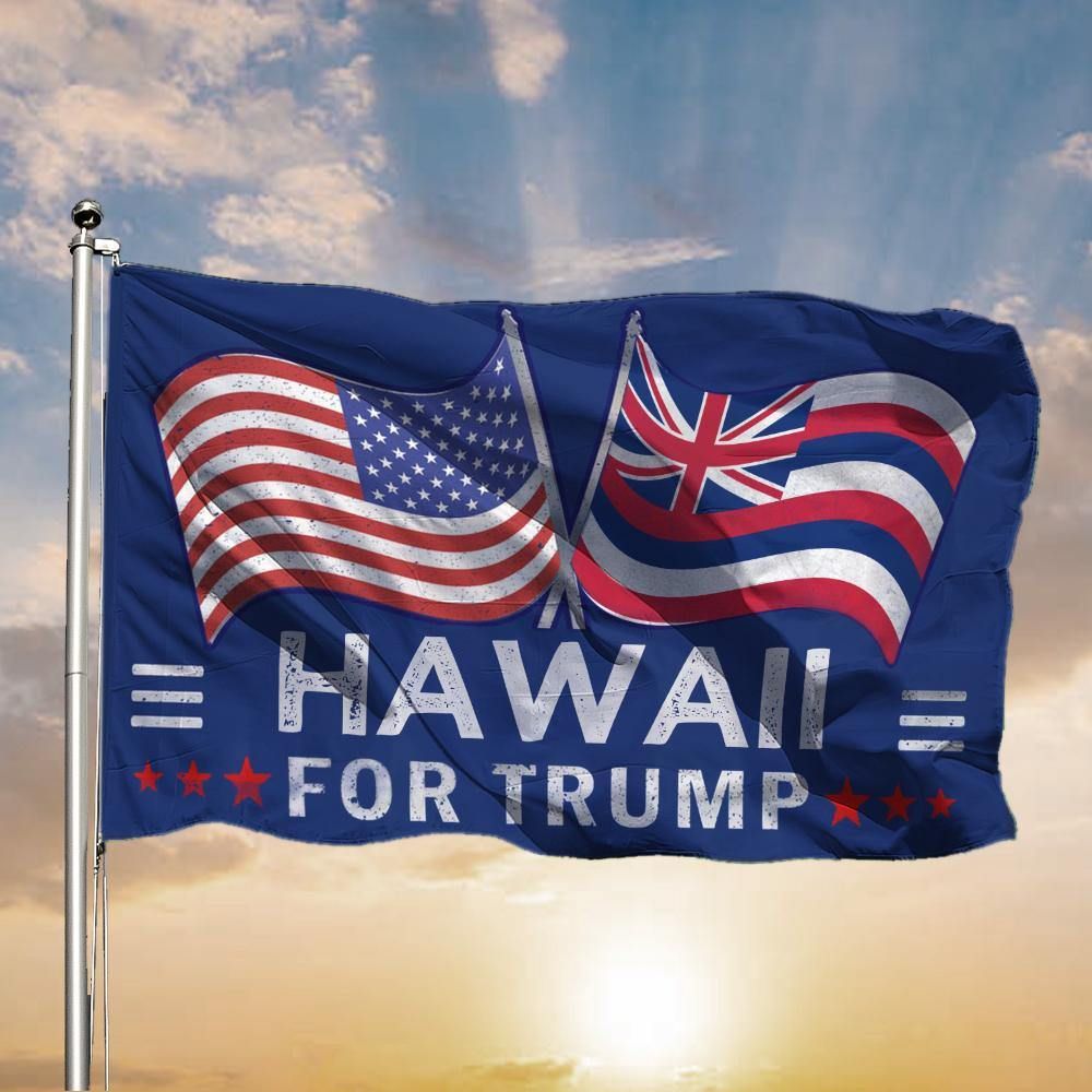 American and Hawaii Flag Trump For President 2024