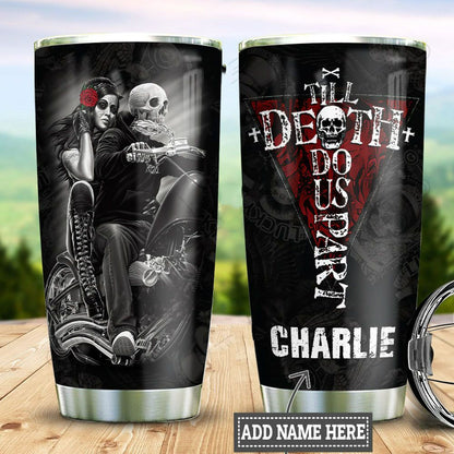 Personalized Skull Biker CoupleTumbler Till Death Do Us Part