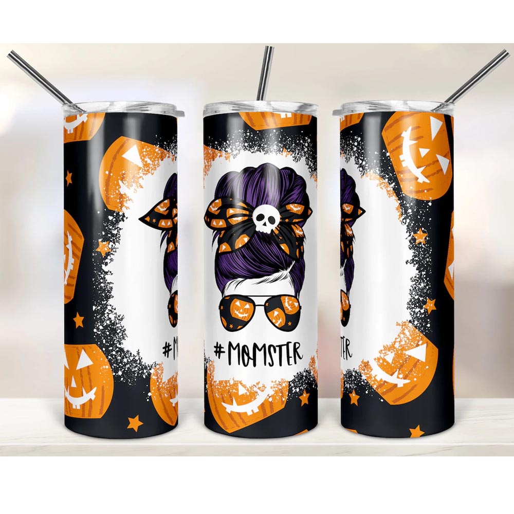 Halloween Mom Skinny Tumbler Halloween Pumpkin Momster