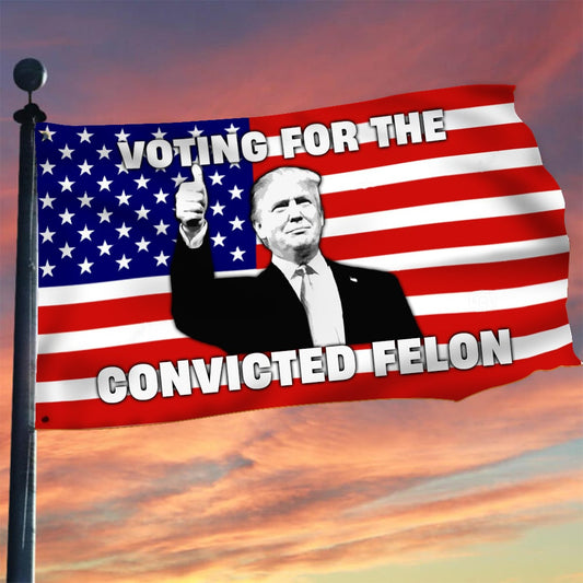 Voting For The Convicted Felon Trump 2024 Flag Free Donald Trump Flag Patriotic Decor