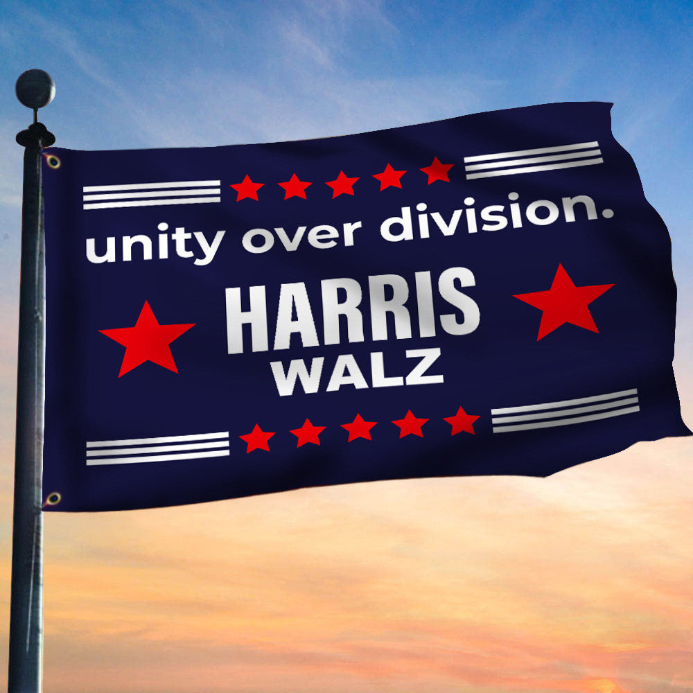 Unity Over Division Harris Walz Flag Harris Walz For President VP 2024 Election Flag