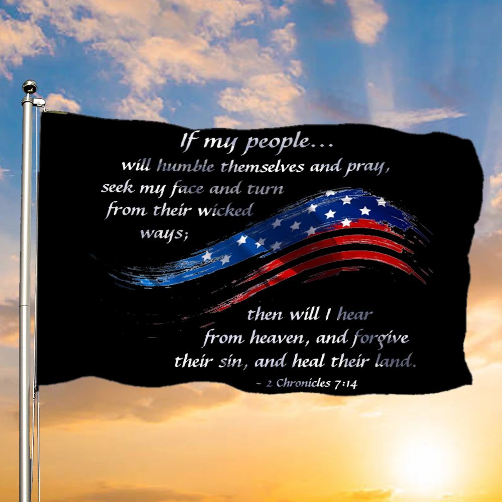 2 Chronicle 714 Bible Verse Flag Christian Wall Art For Living Room Decorative Bible Verses