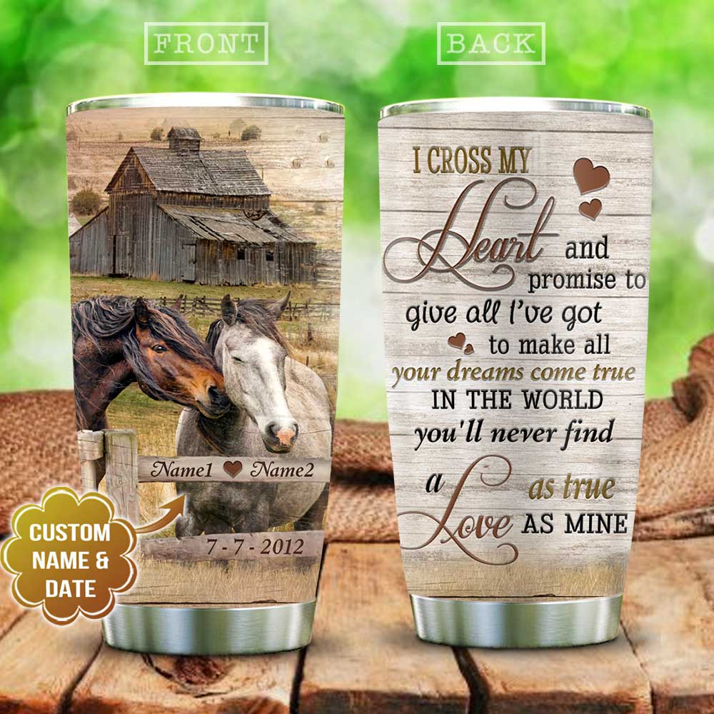 Personalized Horse Couple Tumbler I Cross My Heart