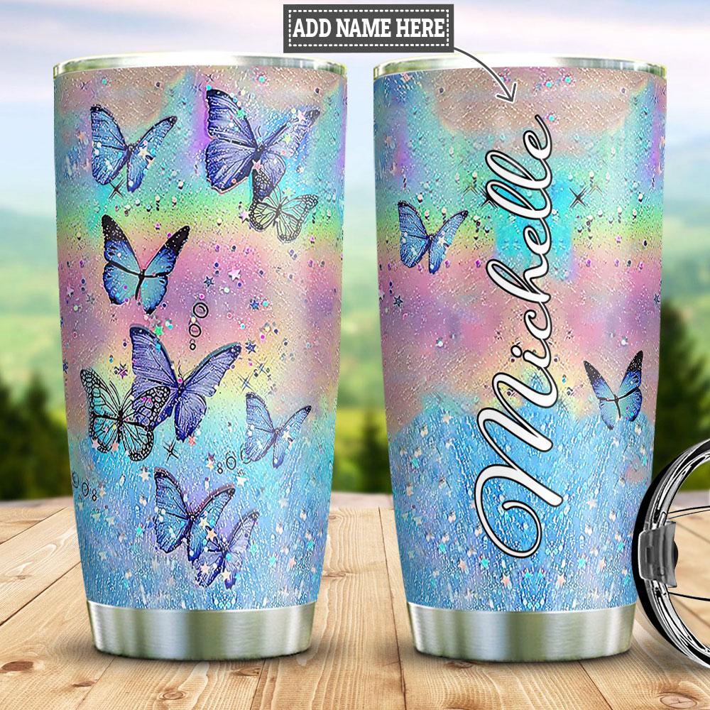 Personalized Butterfly Hologram Tumbler Gift For Her