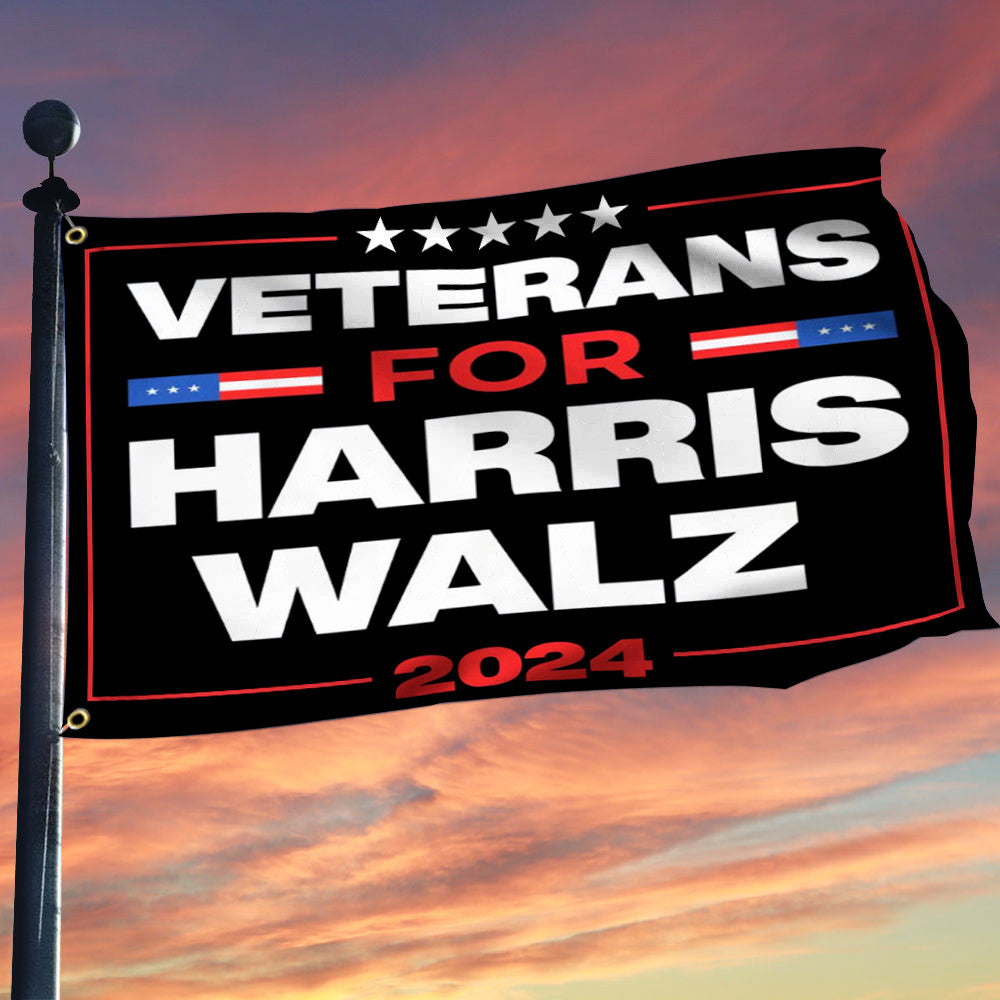 Veterans For Harris Walz 2024 Flag Harris Walz Campaign Merch Patriot Flag Veterans Gifts