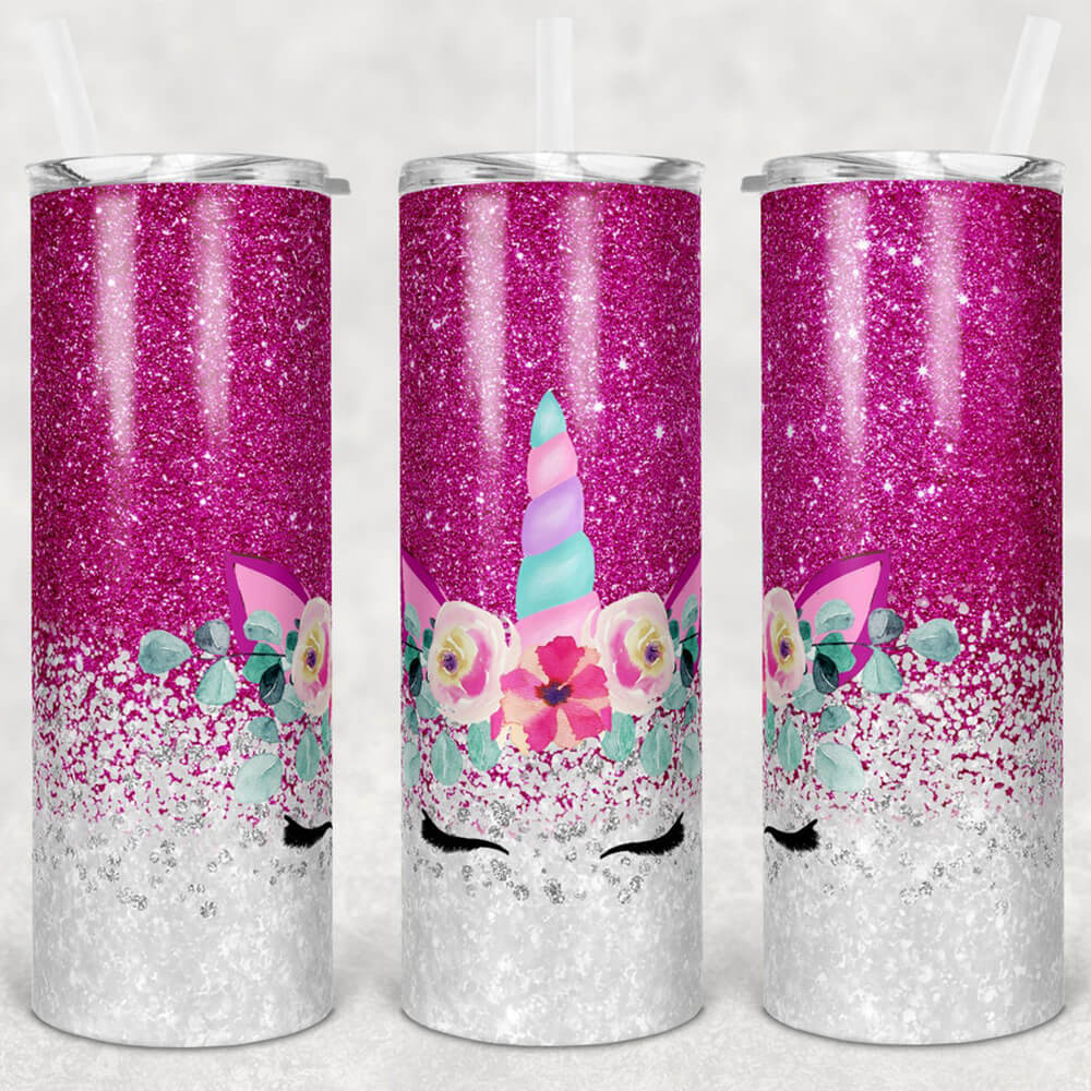 Unicorn Skinny Tumbler Glitter Pink Skinny Tumbler