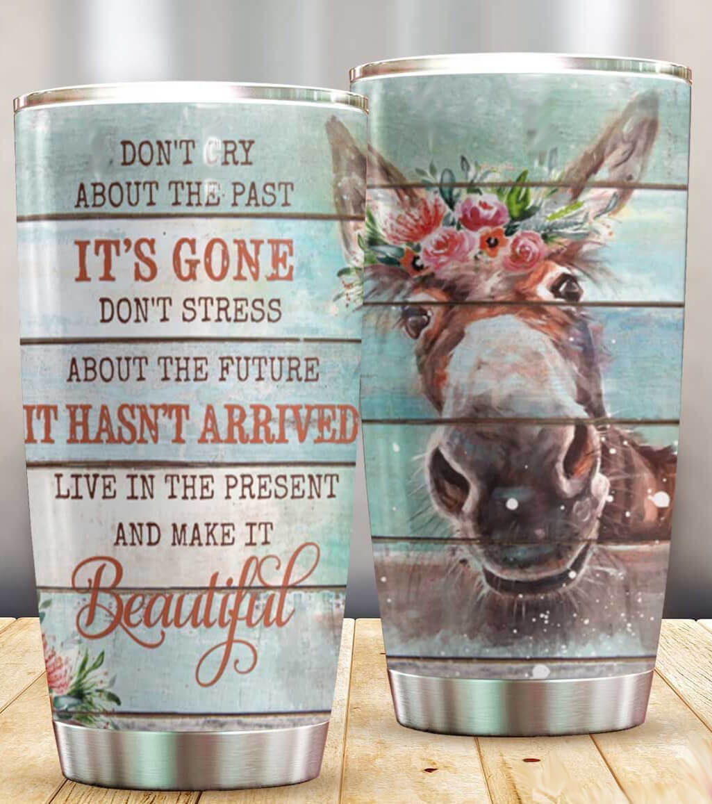 20 oz Deer Tumbler Don't Cry About The Past It's Gone Don't Stress