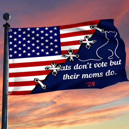 Cats Don't Vote But Their Moms Do 24 Flag American Flag Support For Kamala Harris Merch