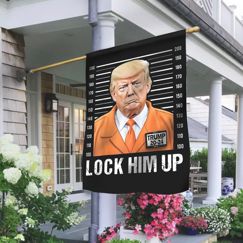 Trump Mugshot Lock Him Up Flag Anti Trump 20-24 Years In Prison Lock Him Up Banner