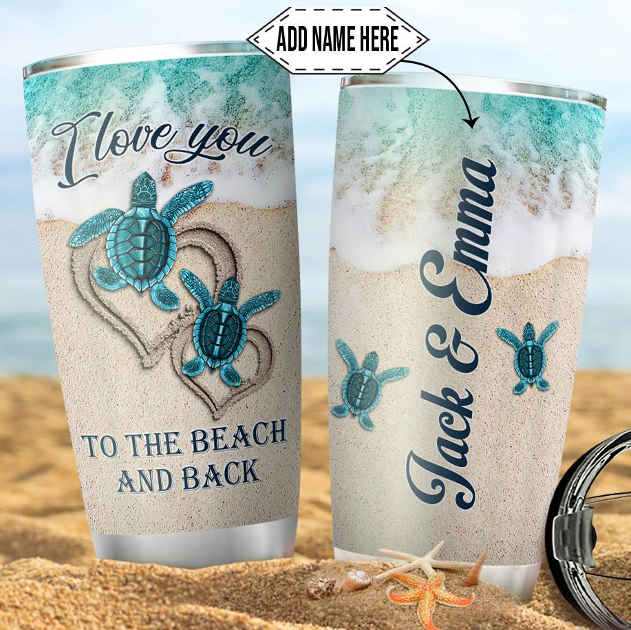 Personalized Couple Turtle Tumbler I Love You To The Beach And Back