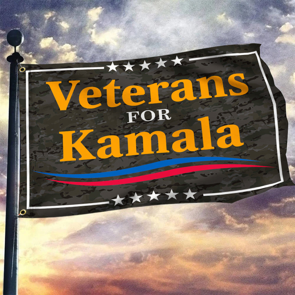 Veterans For Kamala Camouflage Flag Kamala For U.S. President Blue Wave Flag Gifts For Veterans