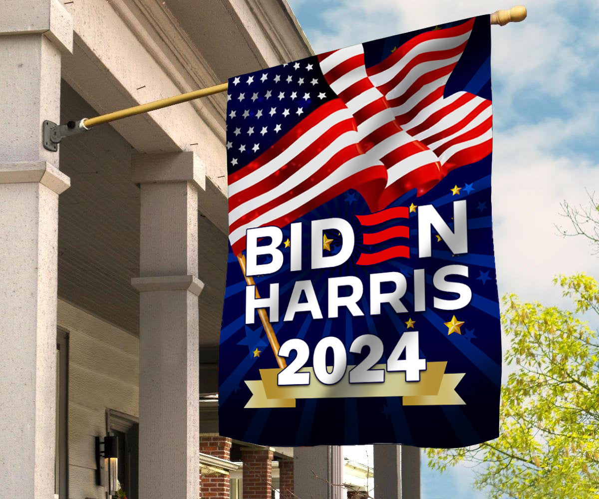 Biden Harris 2024 Flag Patriotic Re-Elect Biden Presidential Campaign 2024 Yard Flag