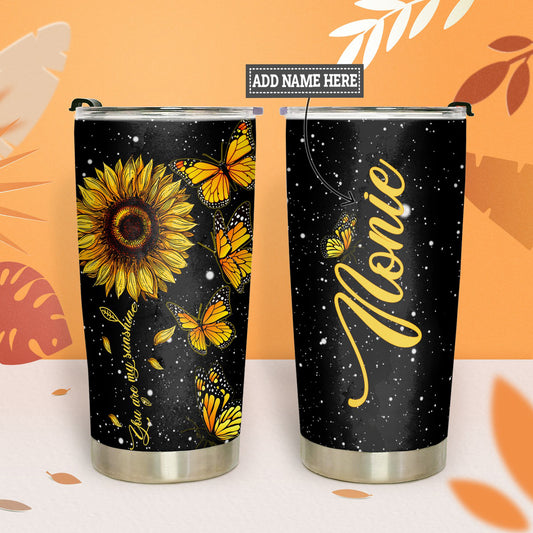 Personalized 20oz Butterfly Tumbler You Are My Sunshine Sunflower