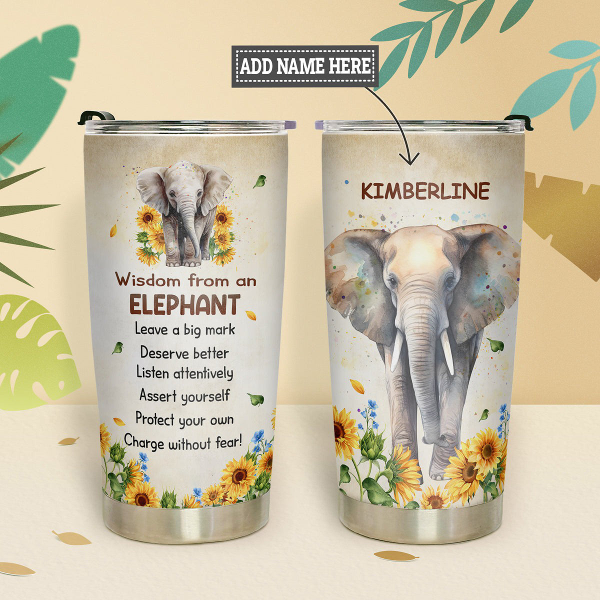 Personalized 20oz Elephant Tumbler Wisdom From An Elephant