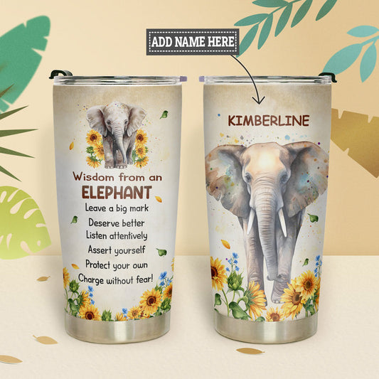 Personalized 20oz Elephant Tumbler Wisdom From An Elephant