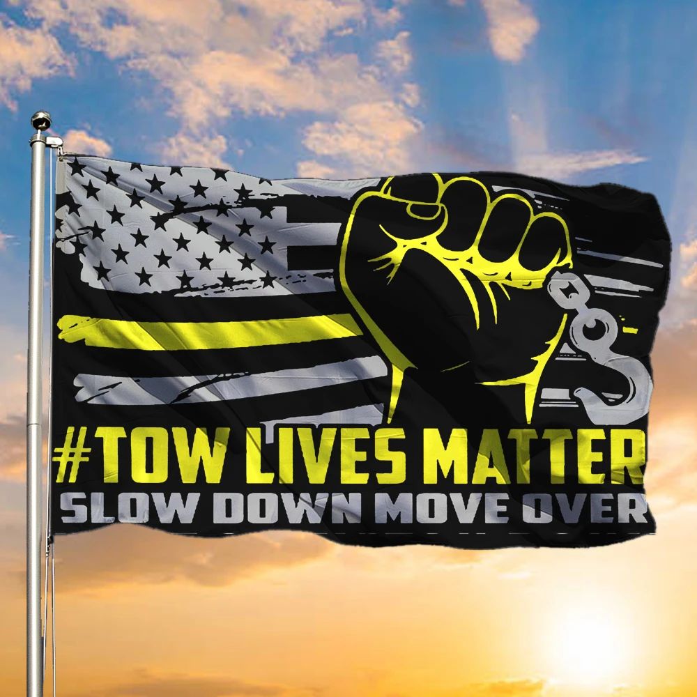 Thin Yellow Line Flag Tow Lives Matter Move Over Slow Down Flag For Indoor Outdoor Home Decor