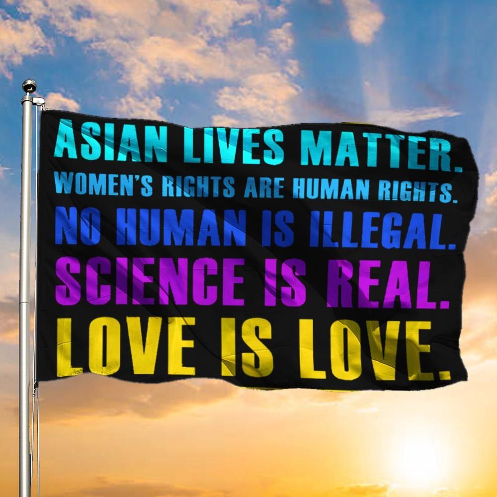 Asian Lives Matter Flag Love Is Love Stop AAPI Hate Hate Is A Virus Asian American Decor