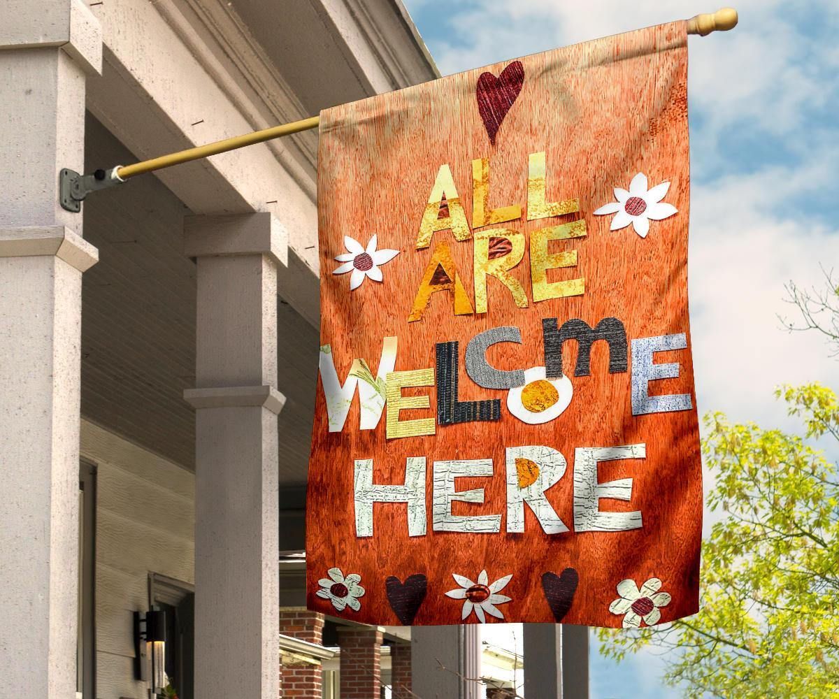 All Are Welcome Here Flag Flag Welcome Flag For Home Front Porch Decorative