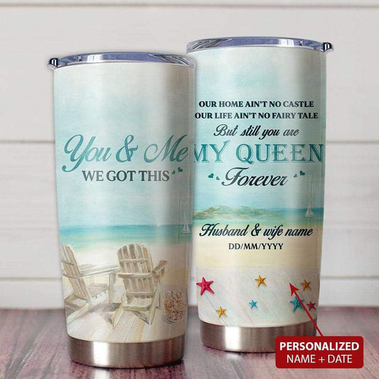 Personalized Wife Tumbler Our Home Ain't No Castle Beach