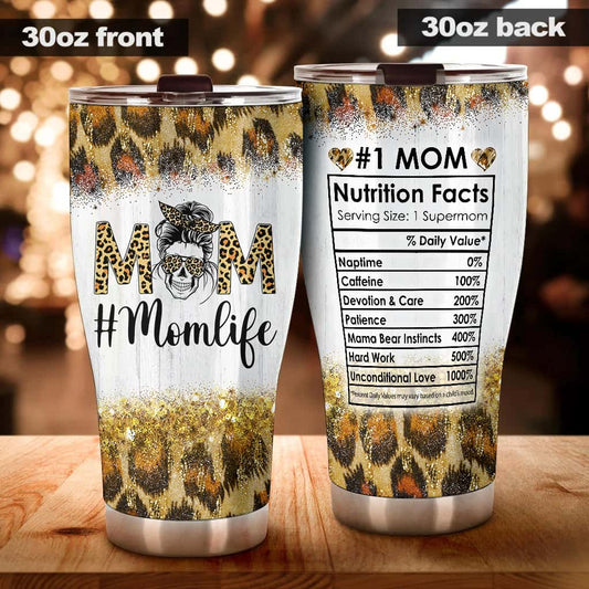 Mom Life 30oz Tumbler Mom Nutrition Facts Leopard