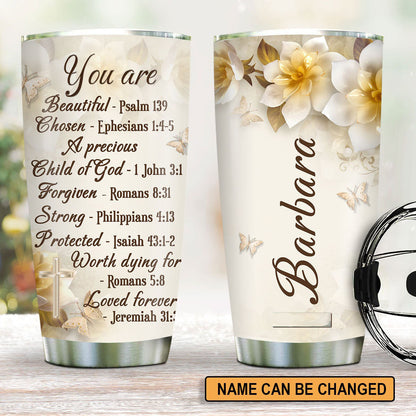 Personalized Christian Tumbler God Says You Are Beautiful Chosen