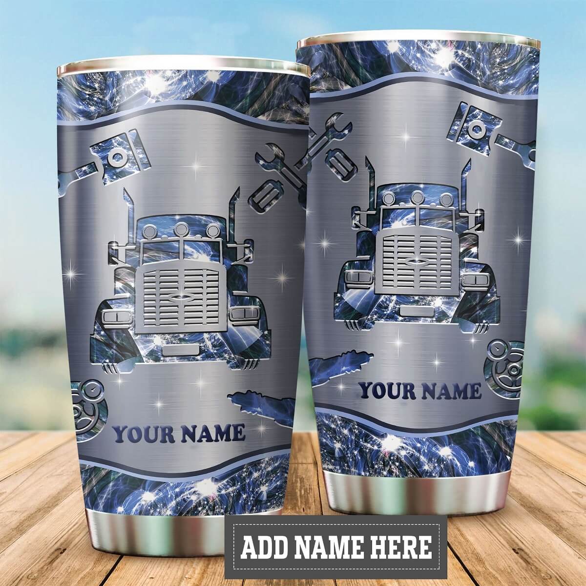 Personalized Trucker Tumbler Glitter Tumbler