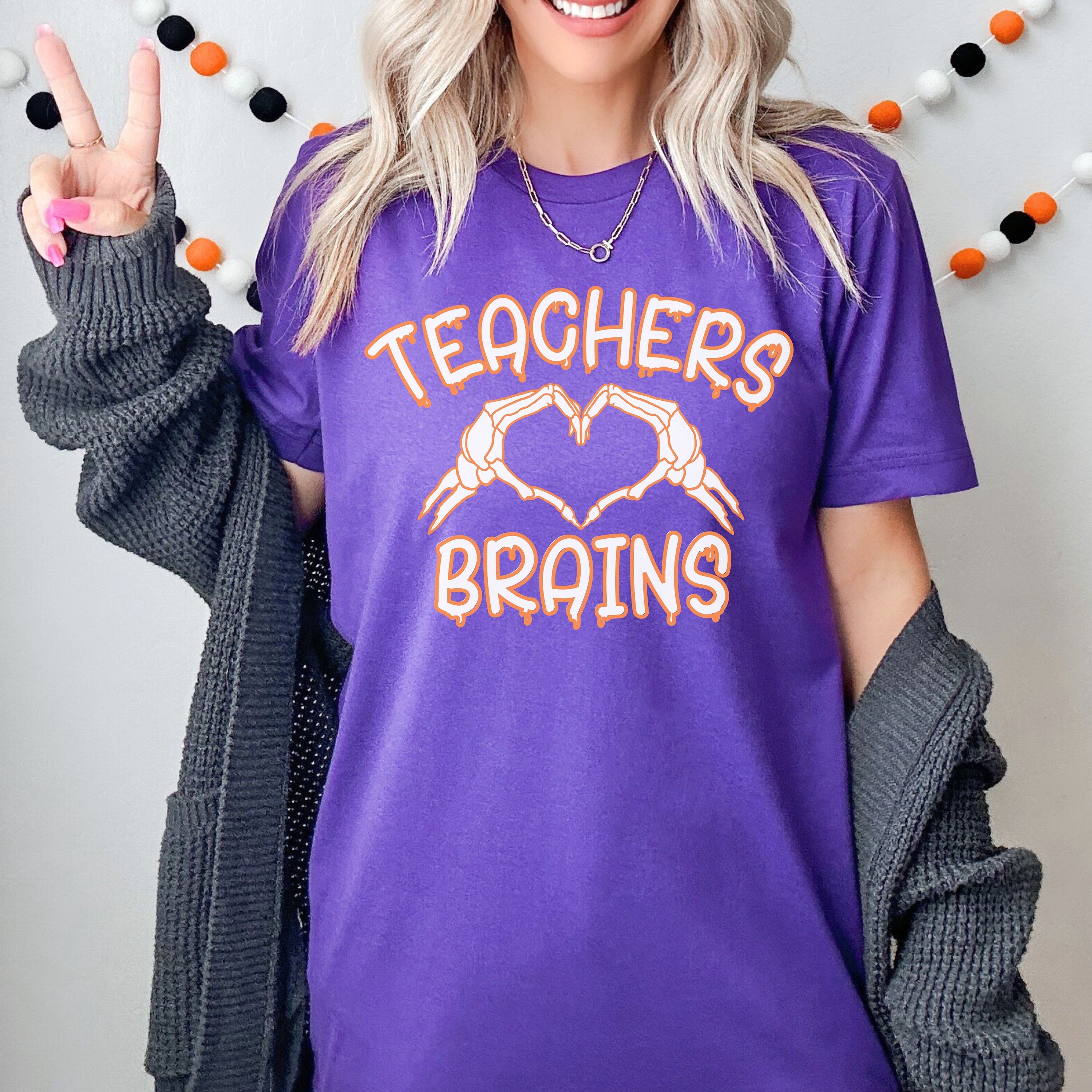 Funny Teacher Halloween Shirt, Spooky Teacher Tee, Teachers Love Brains Shirt, Math Teacher Halloween Shirt