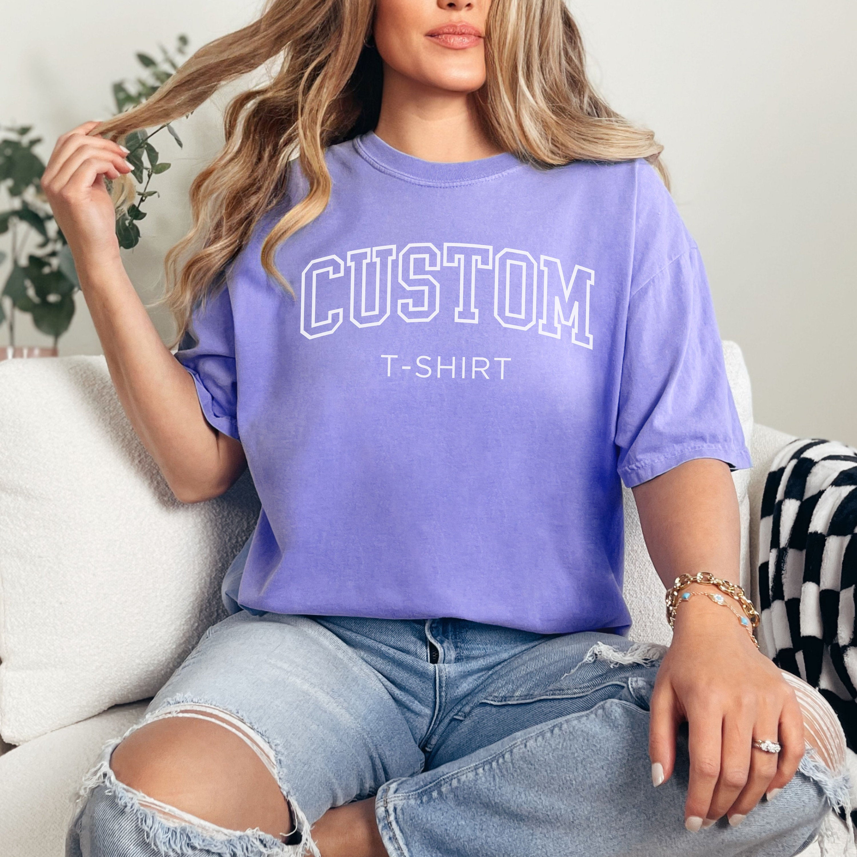 Custom Shirt, Comfort Colors Custom Tee, Comfort Colors, Custom Your Text, College Letters Custom Tshirt, Personalized Shirt