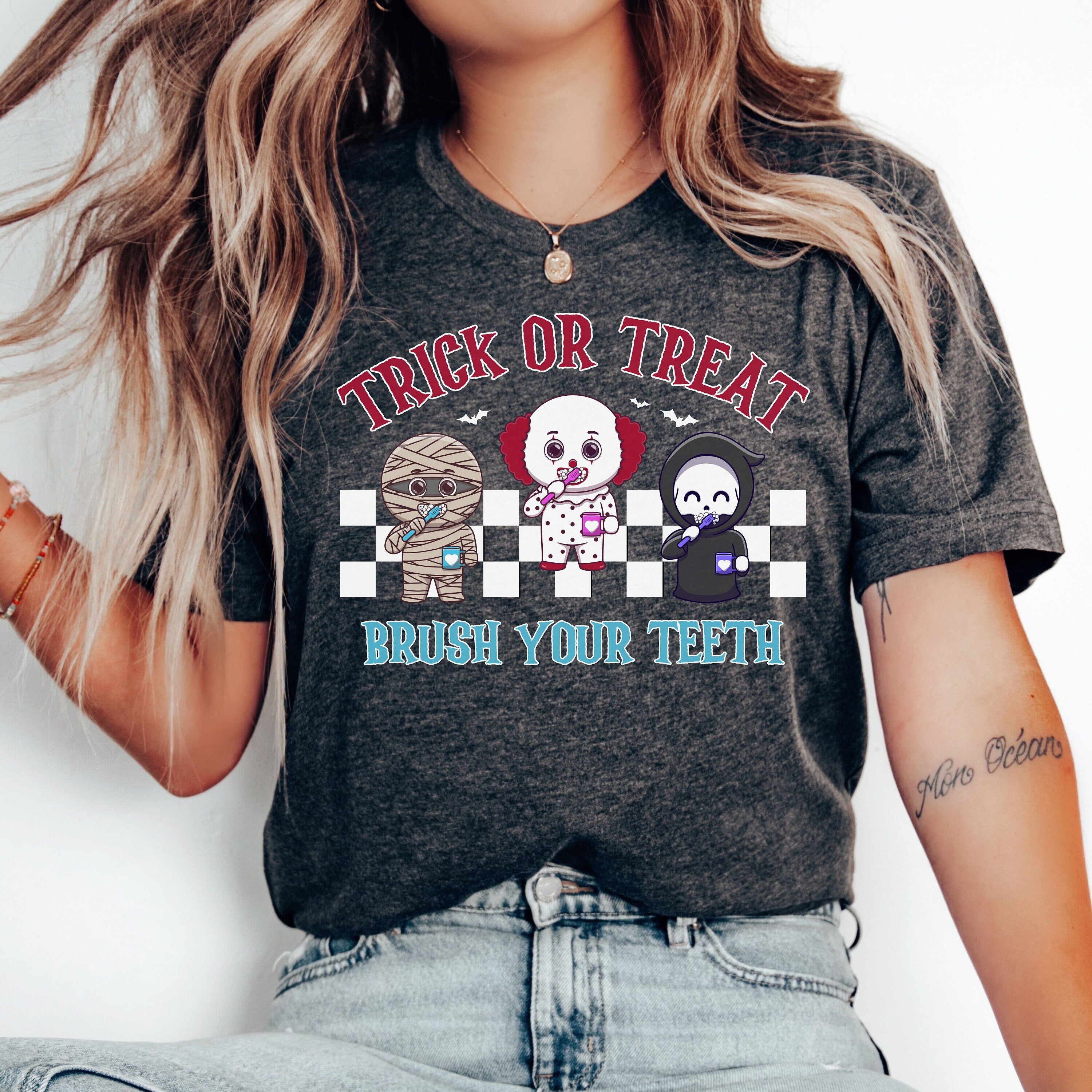 Dentists Halloween shirts, funny dentist Halloween shirt, Dental Assistant Shirt, trick or treat brush your teeth tee