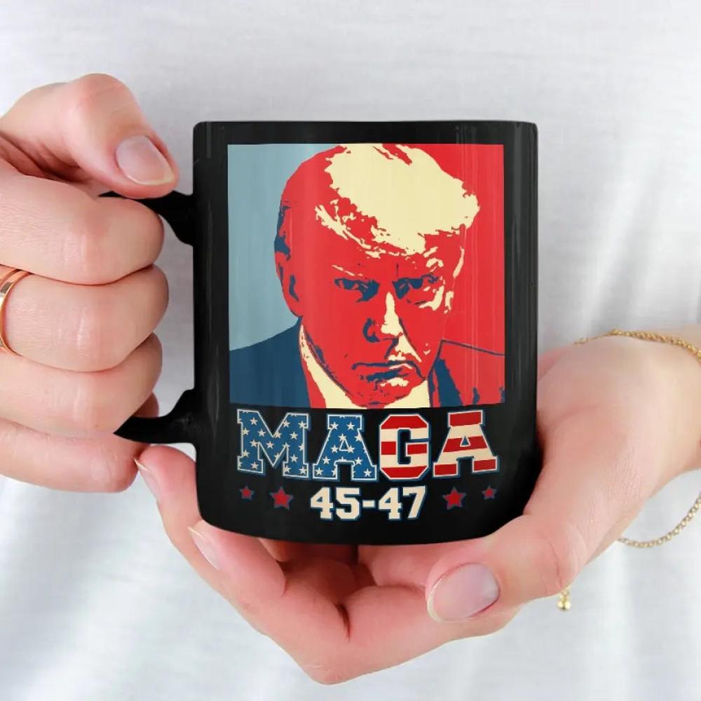 Maga 45-47, We Stand With Trump - Trump Election Black Mug