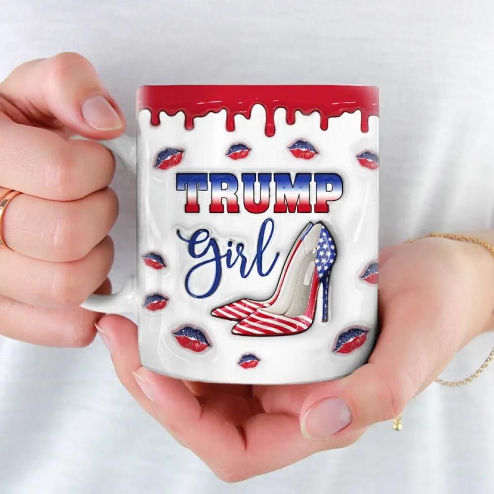 This Girl Loves Trump - US Elections 3D Inflated Effect Printed Mug, Trump Mug - Gift For Best Friends, BFF, Sisters