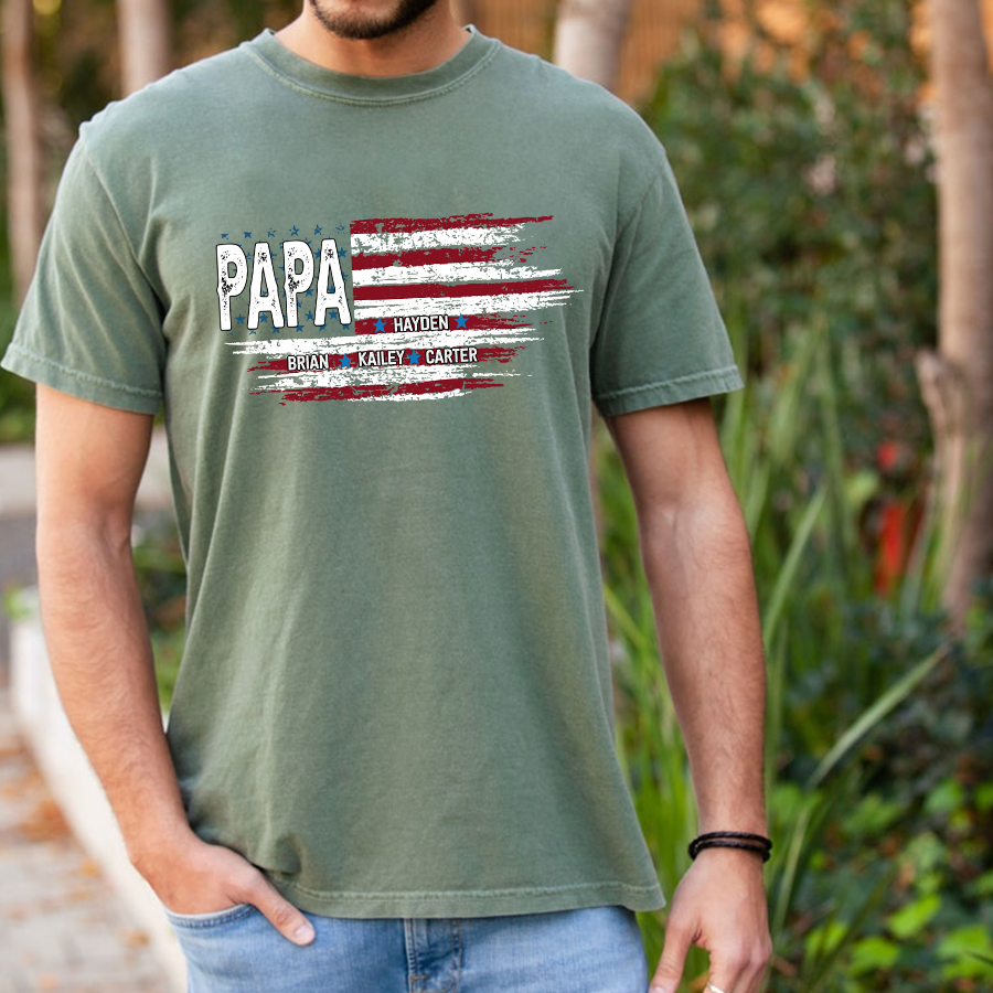 Comfort Colors® Papa & Grandkids American Flag Tee