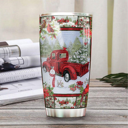 Personalized Christmas Truck Tumbler Cardinal Tumbler