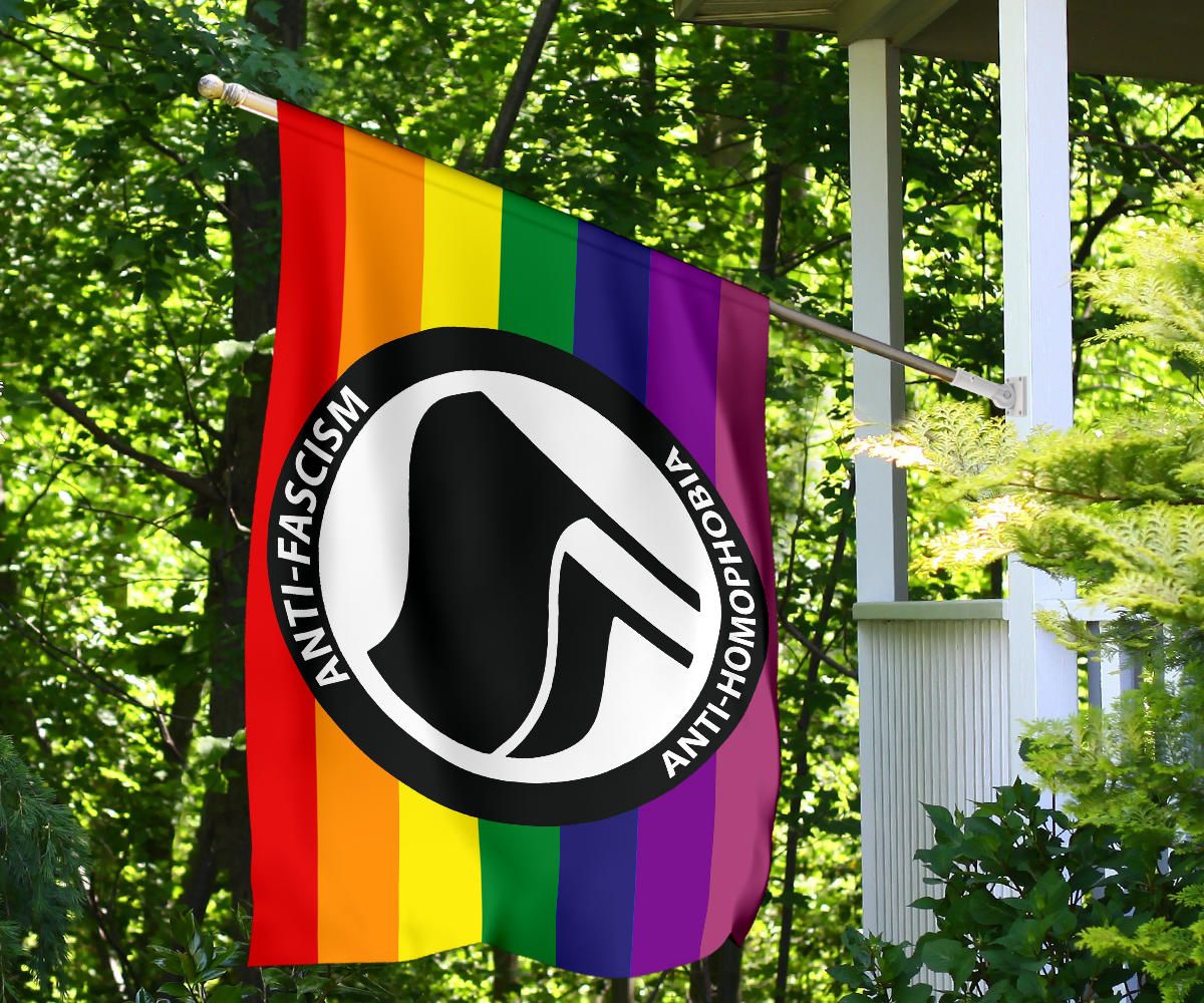 Antifa Anti Homophobia Flag LGBT Pride Anti Fascism Racism Anti Homophobe LGBTQ Supporter