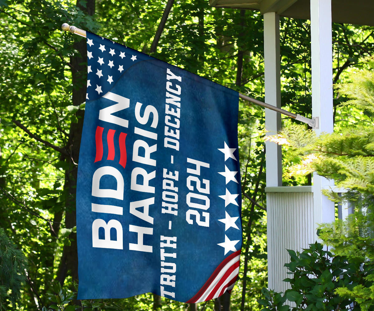 Biden Harris 2024 Truth Hope Decency Flag Joe Biden Presidential Election Yard Flag Decor