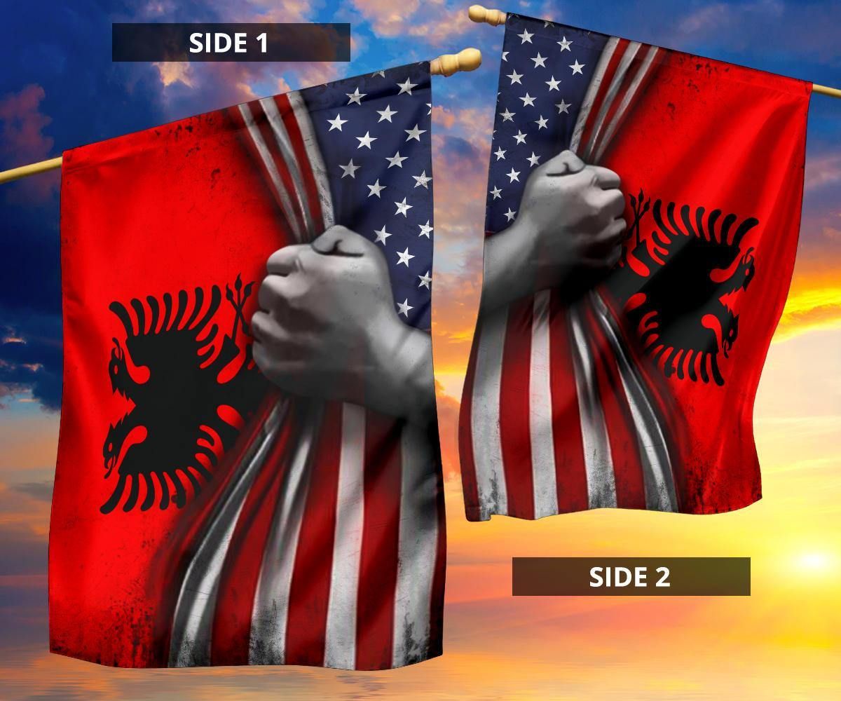 Albanian Flag And American Flag Vintage Old Retro Patriotic Independence Flag Day Of Albanian