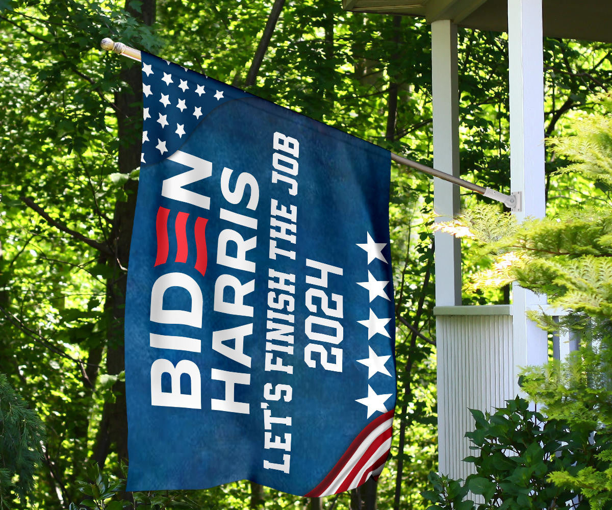 Biden Harris Let's Finish the Job 2024 Flag Vote Joe Biden 2024 Presidential Slogan