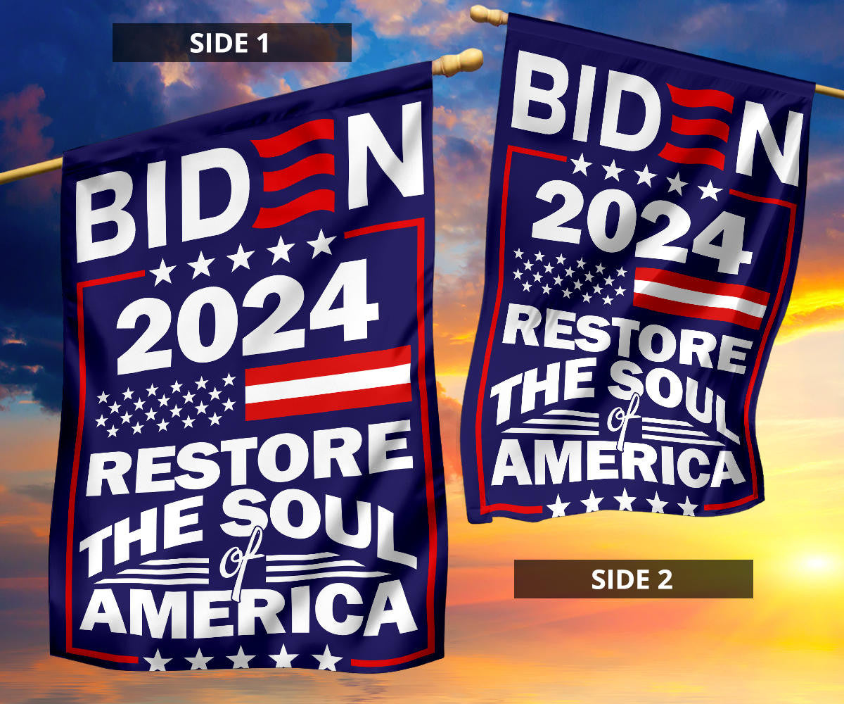 Biden 2024 Restore The Soul Of America Flag Biden 2024 Merch President Campaign