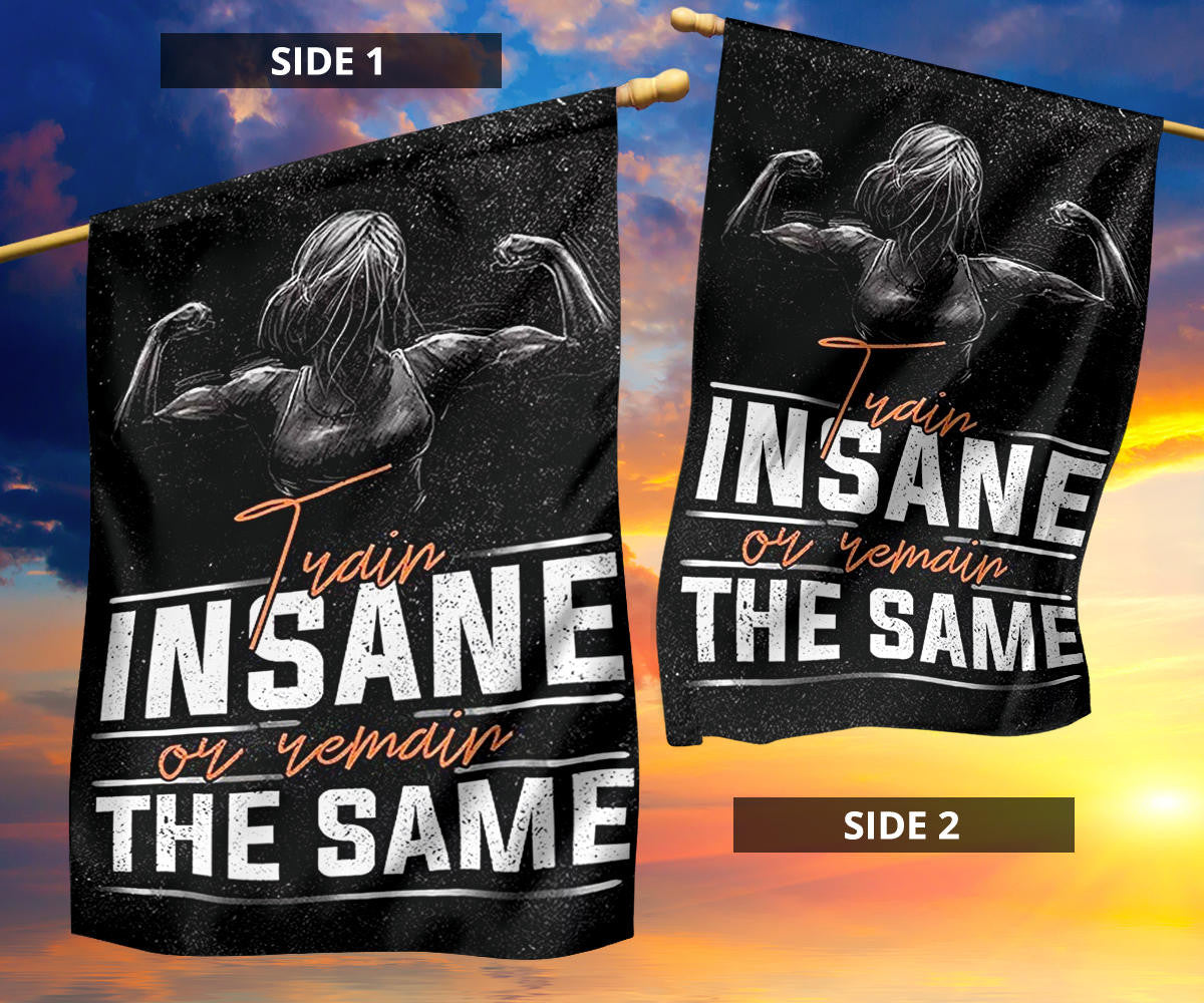 Train Insane Remain The Same Flag Motivational Gym Fitness Banner Gifts For Exercise Lover