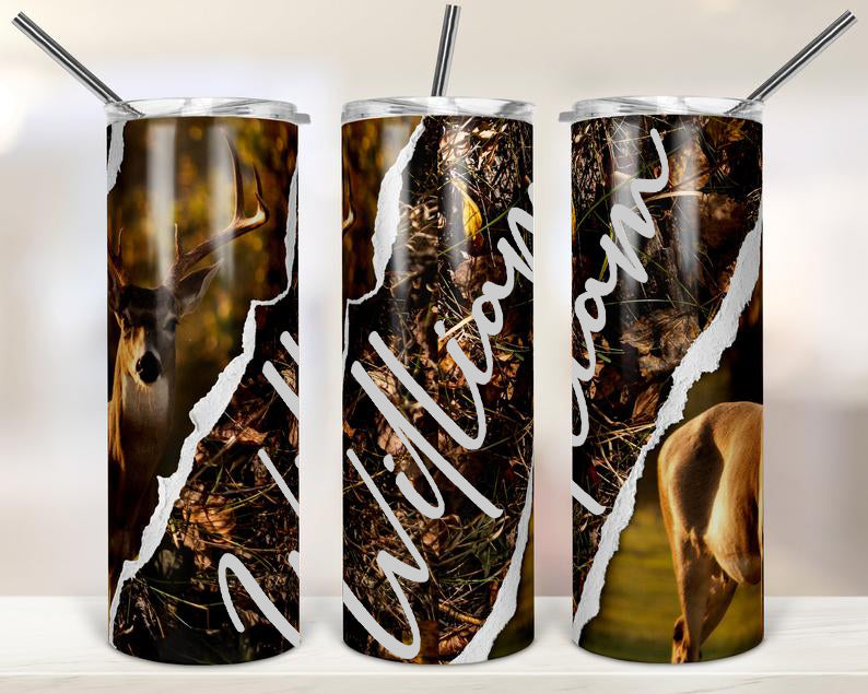 Personalized Skinny Tumbler Deer Hunting